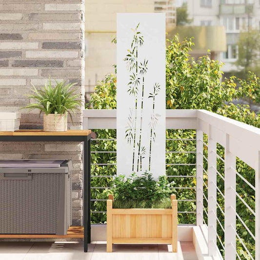 Tuin Privacy Screen Bloemen Wit 32 x 140 cm Koudgewalst staal is nu te koop bij PeponiXL, paradijselijk wonen!