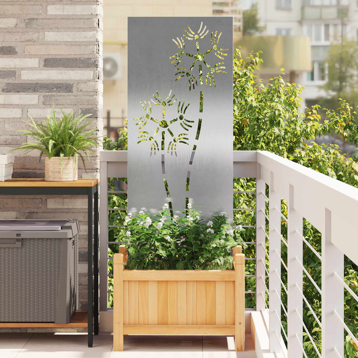vidaXL Tuin Privacy Screen Fretwerk Zilver 50 x 140 cm Roestvrij staal