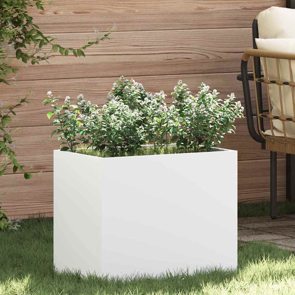 Tuin Bloempot Wit 50 x 32 x 40 cm Koudgewalst staal is nu te koop bij PeponiXL, paradijselijk wonen!