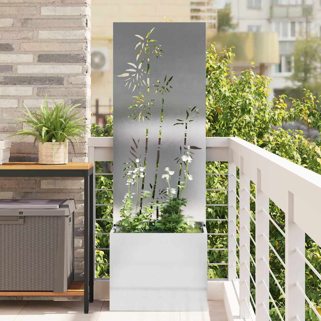 Tuin Privacy Screen Bloemen Zilver 50 x 150 cm Roestvrij staal is nu te koop bij PeponiXL, paradijselijk wonen!