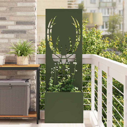 Tuin Privacy Screen Olijfgroen 50 x 150 cm Koudgewalst staal is nu te koop bij PeponiXL, paradijselijk wonen!