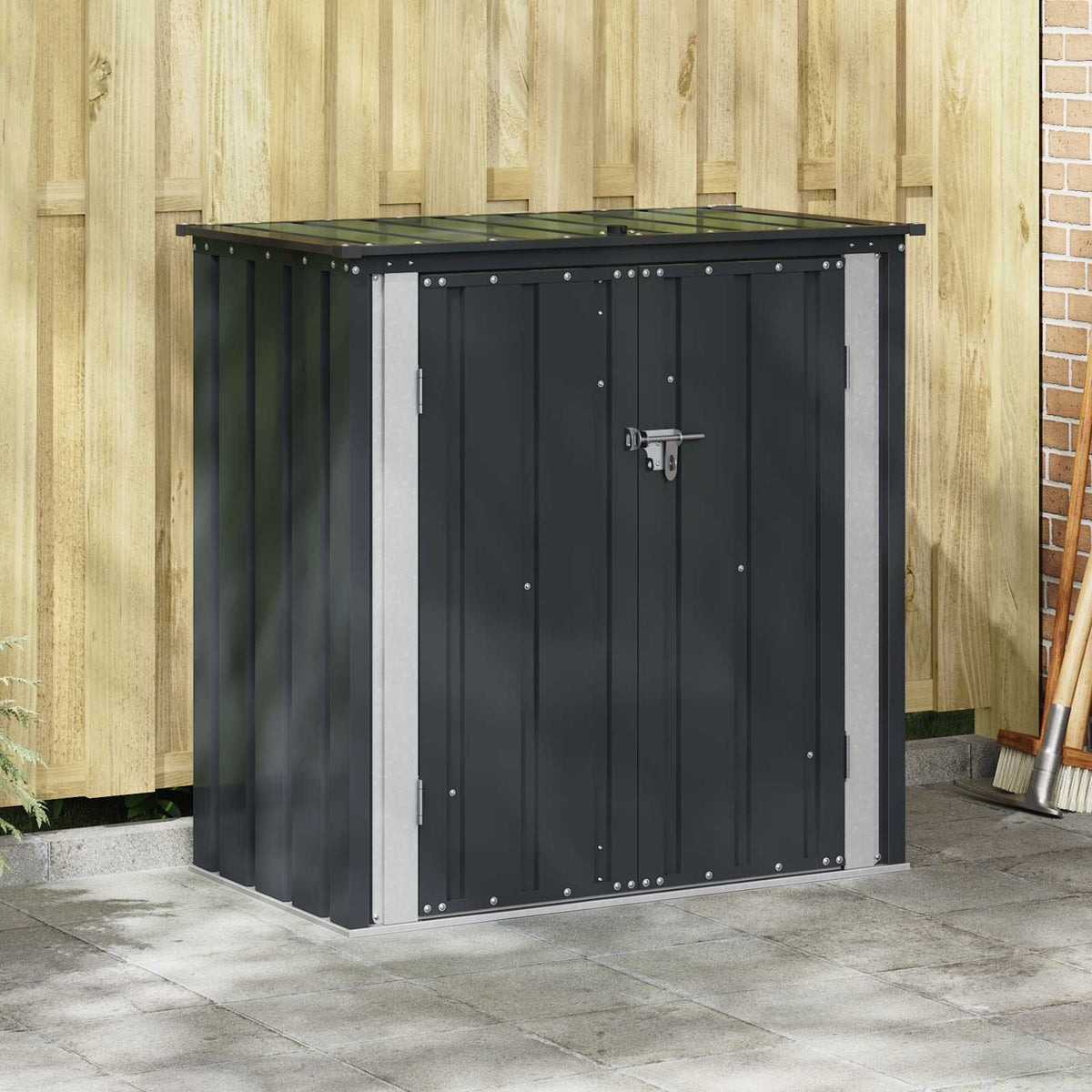 Tuinopslagdoos Zwart 101,5 x 57 x 100,5 cm Staal is nu te koop bij PeponiXL, paradijselijk wonen!