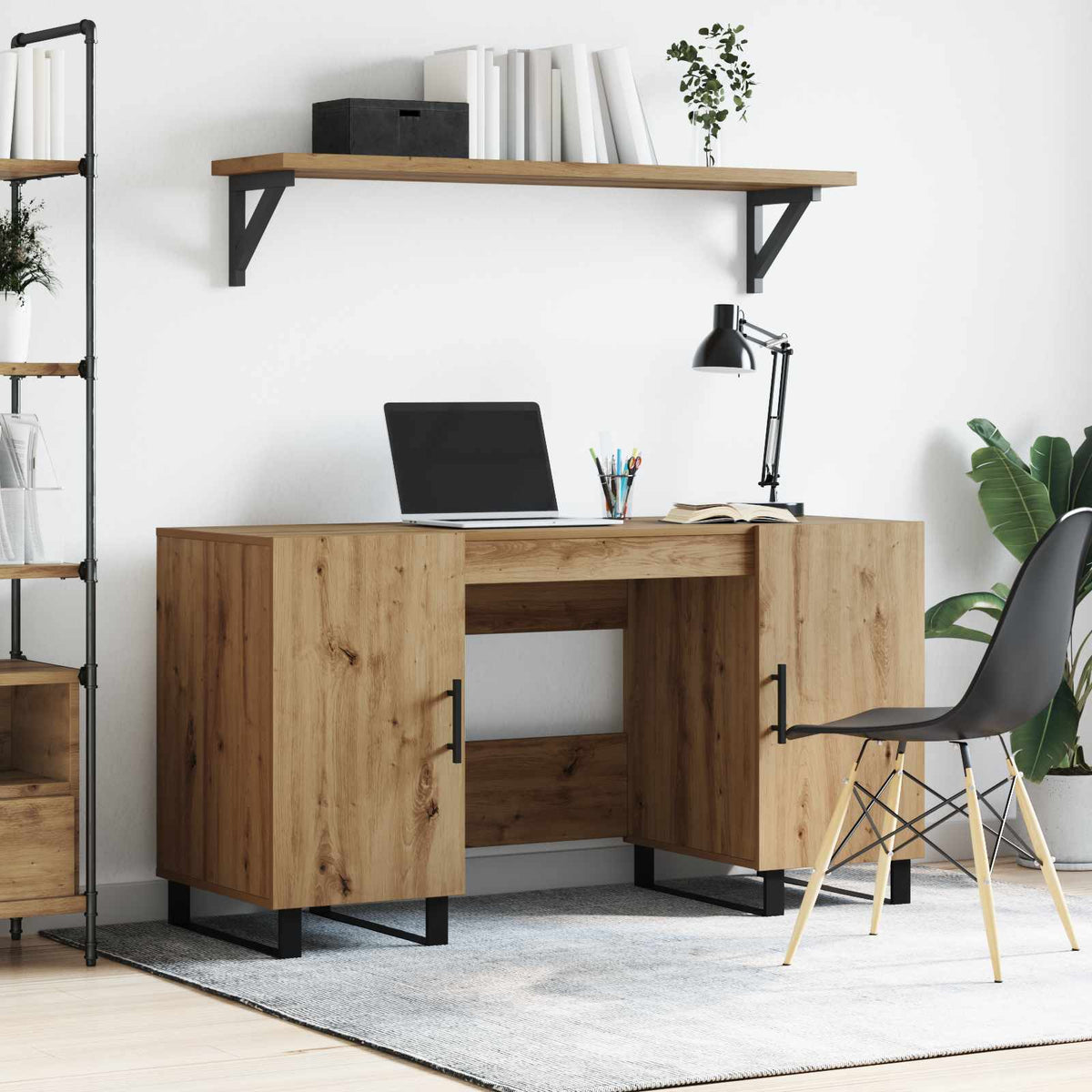 Bureau artisanaal eikenkleurig Bewerkt hout 140 x 50 x 75 cm is nu te koop bij PeponiXL, paradijselijk wonen!