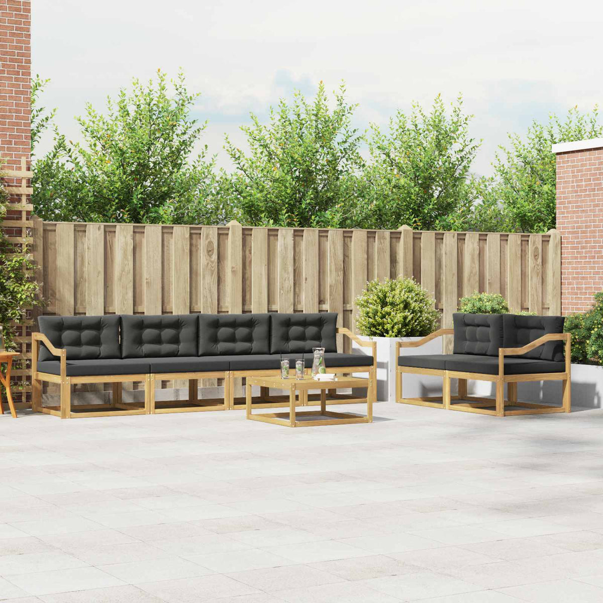 Buiten bankenset met kussen 6 pcs Wit en antracietkleurig is nu te koop bij PeponiXL, paradijselijk wonen!