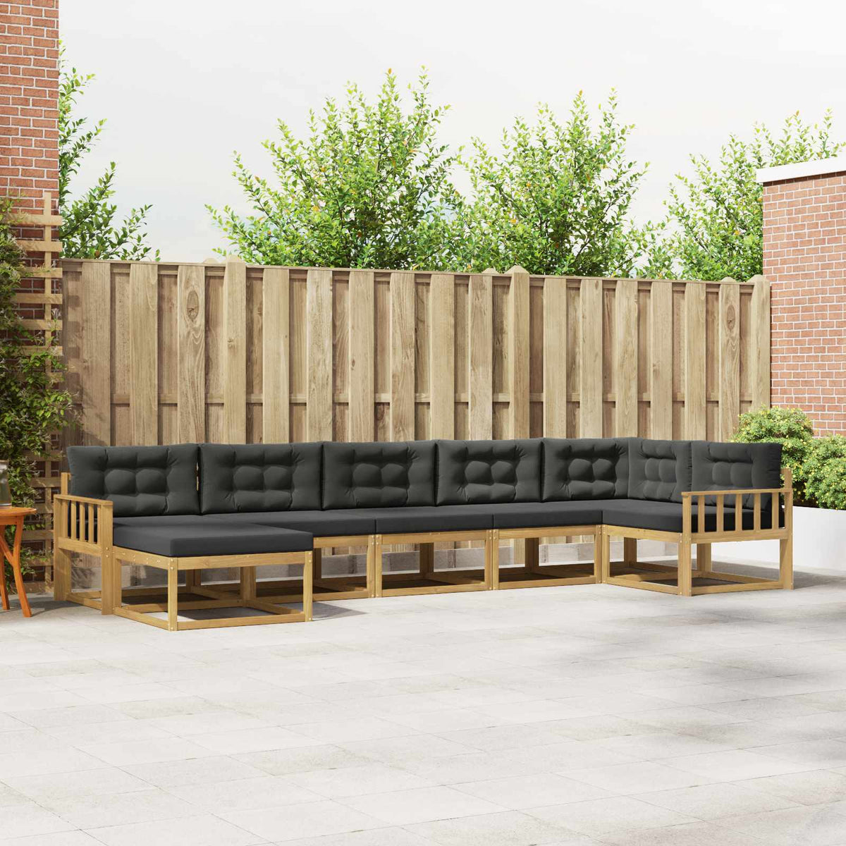 Buiten bankenset met kussen 7 pcs Massief Acaciahout is nu te koop bij PeponiXL, paradijselijk wonen!