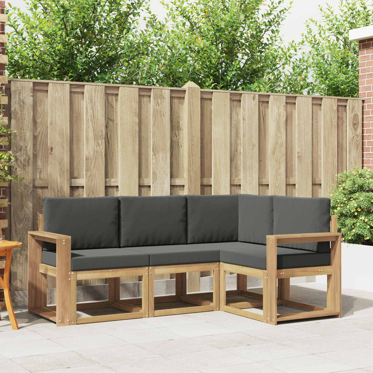 Buiten bankenset met kussen 4 pcs Wit en antracietkleurig is nu te koop bij PeponiXL, paradijselijk wonen!
