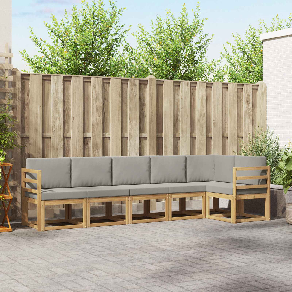Buiten bankenset met kussen 6 pcs Wit en Lichtgrijs is nu te koop bij PeponiXL, paradijselijk wonen!