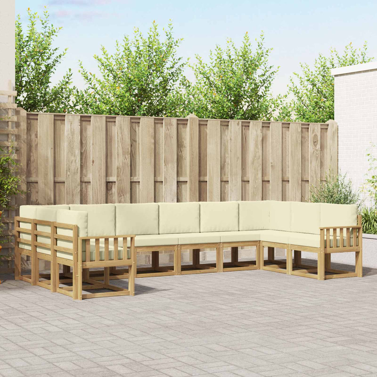 Buiten bankenset met kussen 10 pcs Wit en crèmekleurig is nu te koop bij PeponiXL, paradijselijk wonen!
