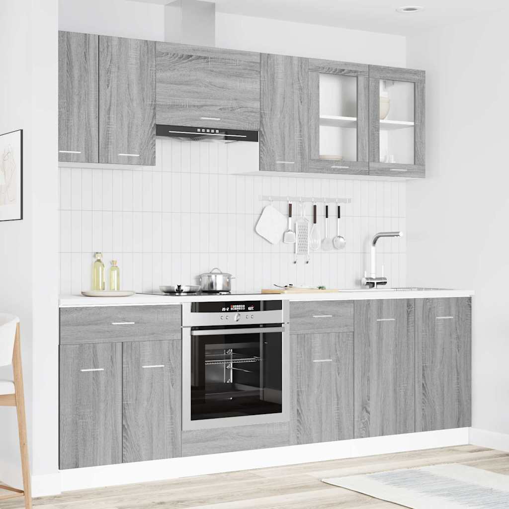 Keuken Eenheid Lyon 8 st Grijs Sonoma Bewerkt hout is nu te koop bij PeponiXL, paradijselijk wonen!