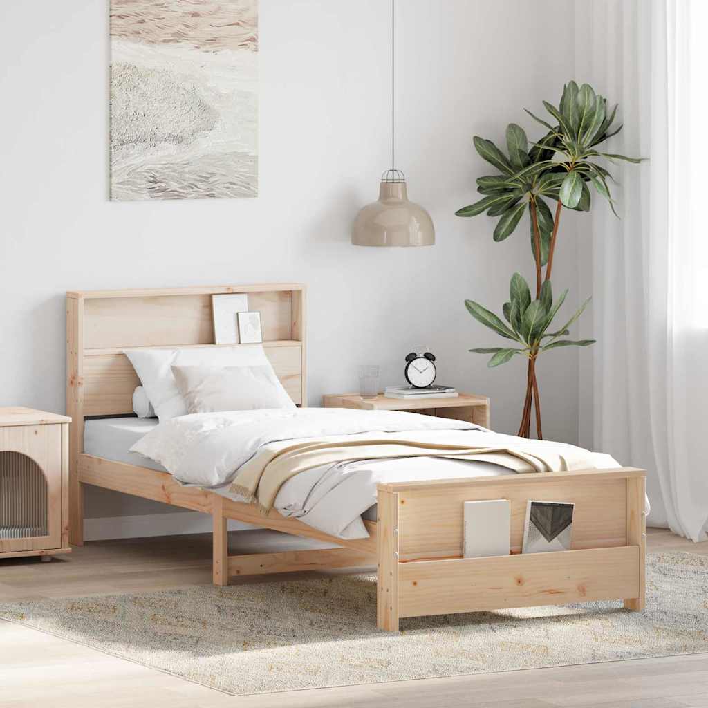 Bedframe met hoofdeinde Bruin 80 x 200 cm Bewerkt hout is nu te koop bij PeponiXL, paradijselijk wonen!