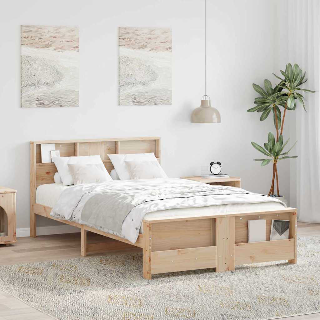 Bedframe met hoofdeinde Bruin 140 x 190 cm Bewerkt hout is nu te koop bij PeponiXL, paradijselijk wonen!