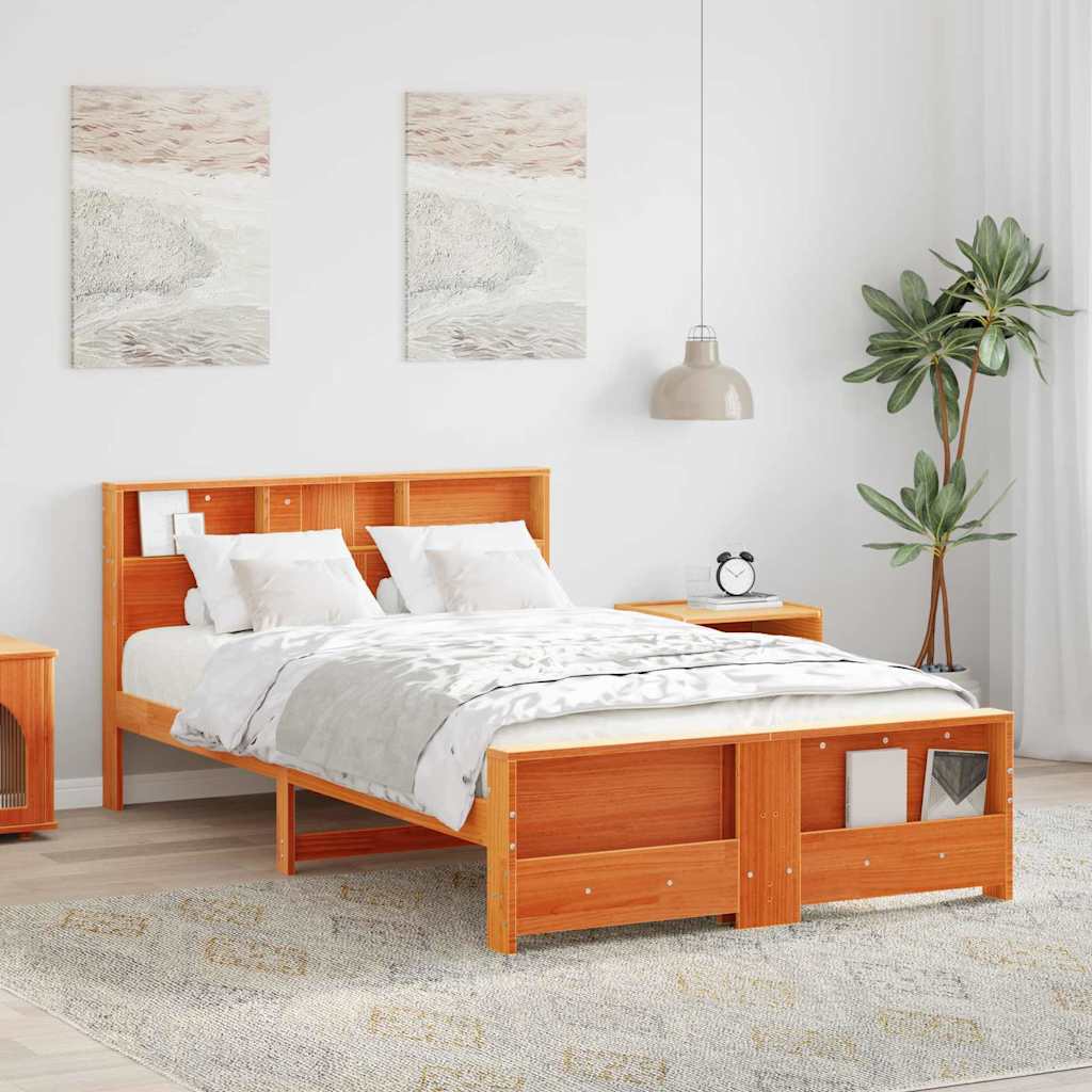 Bedframe met hoofdeinde Wasbruin 140 x 190 cm Bewerkt hout is nu te koop bij PeponiXL, paradijselijk wonen!