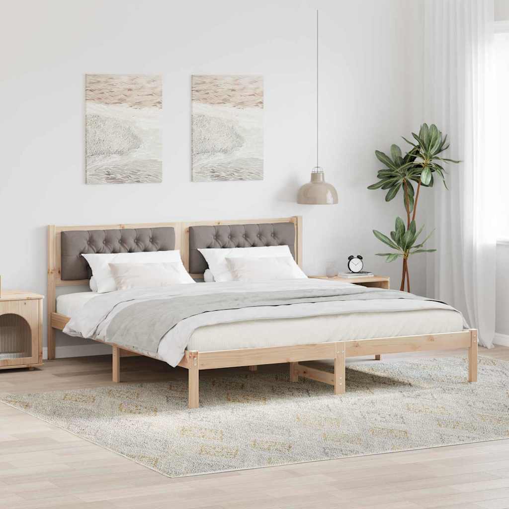 Bedframe met hoofdeinde Taupe 160 x 200 cm Massief grenenhout is nu te koop bij PeponiXL, paradijselijk wonen!