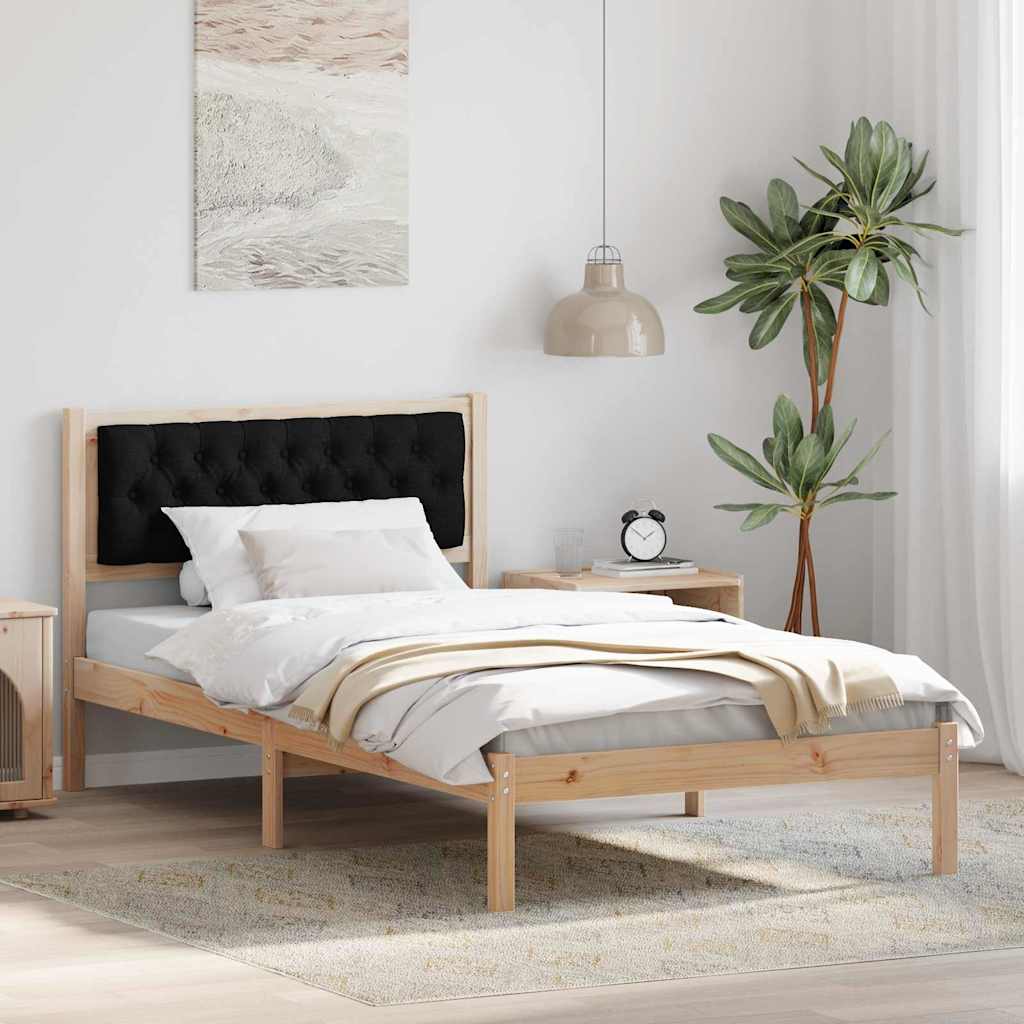 Bedframe met hoofdeinde Zwart 100 x 200 cm Massief grenenhout is nu te koop bij PeponiXL, paradijselijk wonen!
