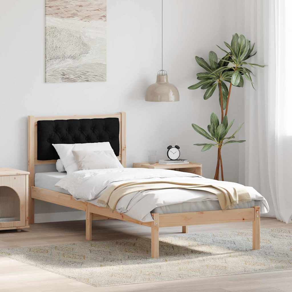 Bedframe met hoofdeinde Zwart 90 x 200 cm Massief grenenhout is nu te koop bij PeponiXL, paradijselijk wonen!