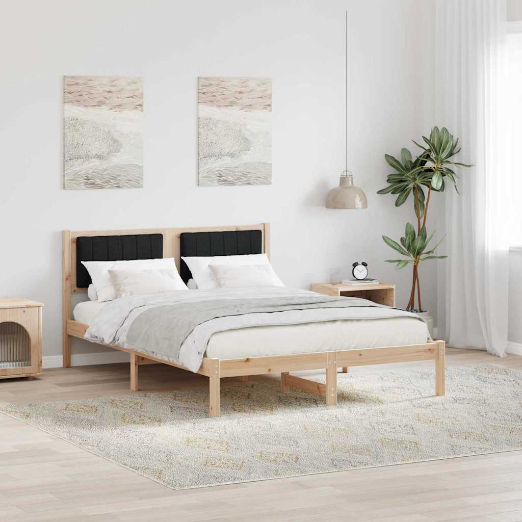 Bedframe met Gevoerd Hoofdgedeelte Zwart 140 x 200 cm is nu te koop bij PeponiXL, paradijselijk wonen!