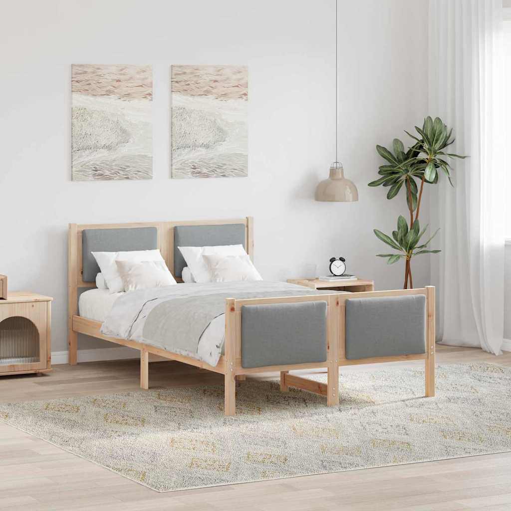 Bedframe met hoofdeinde Lichtgrijs 120 x 200 cm Stof is nu te koop bij PeponiXL, paradijselijk wonen!
