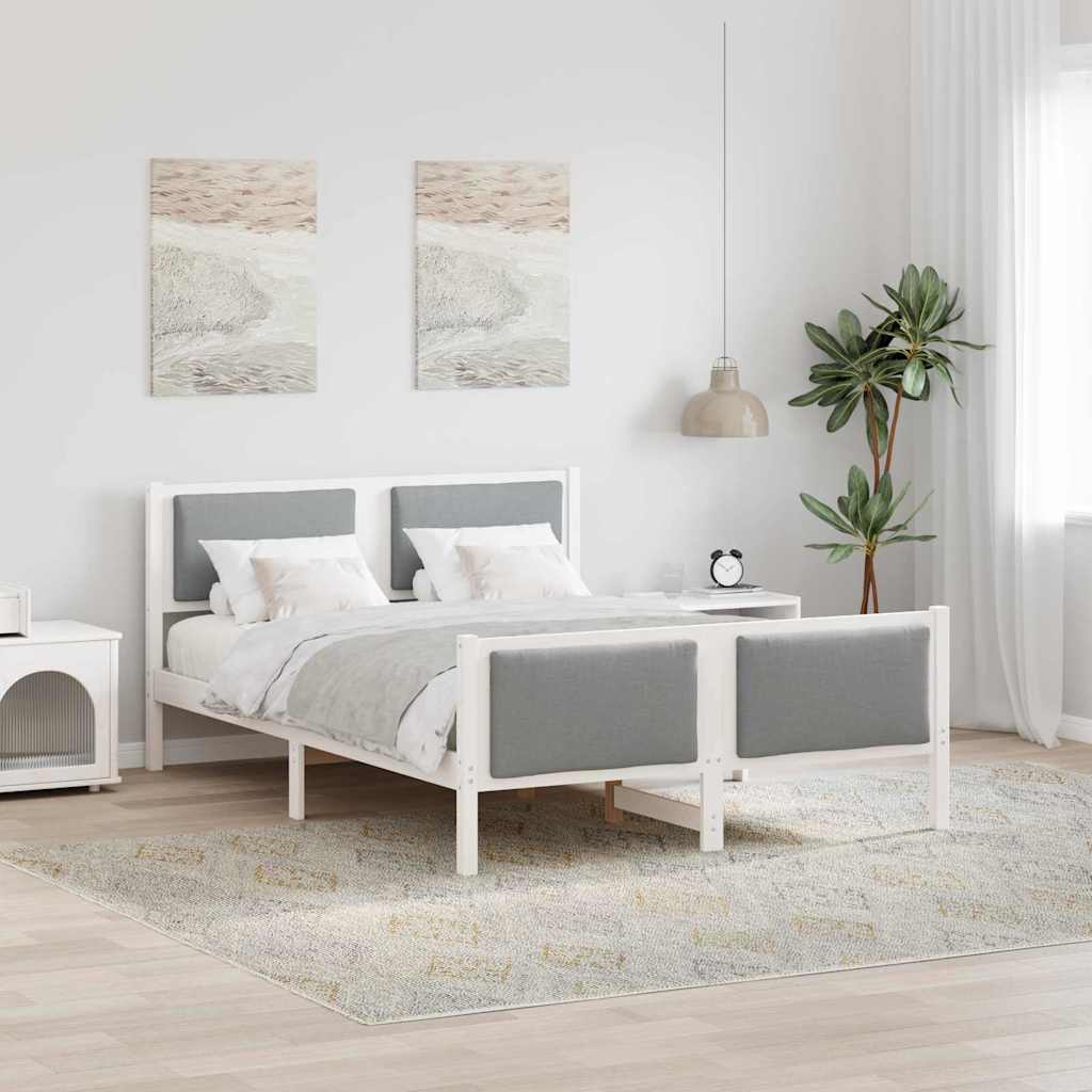 Bedframe met hoofdeinde Lichtgrijs 140 x 190 cm Stof is nu te koop bij PeponiXL, paradijselijk wonen!