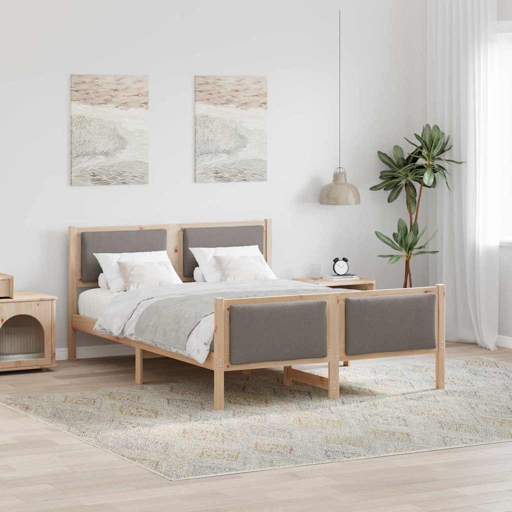 Bedframe met hoofdeinde Taupe 135 x 190 cm Stof is nu te koop bij PeponiXL, paradijselijk wonen!