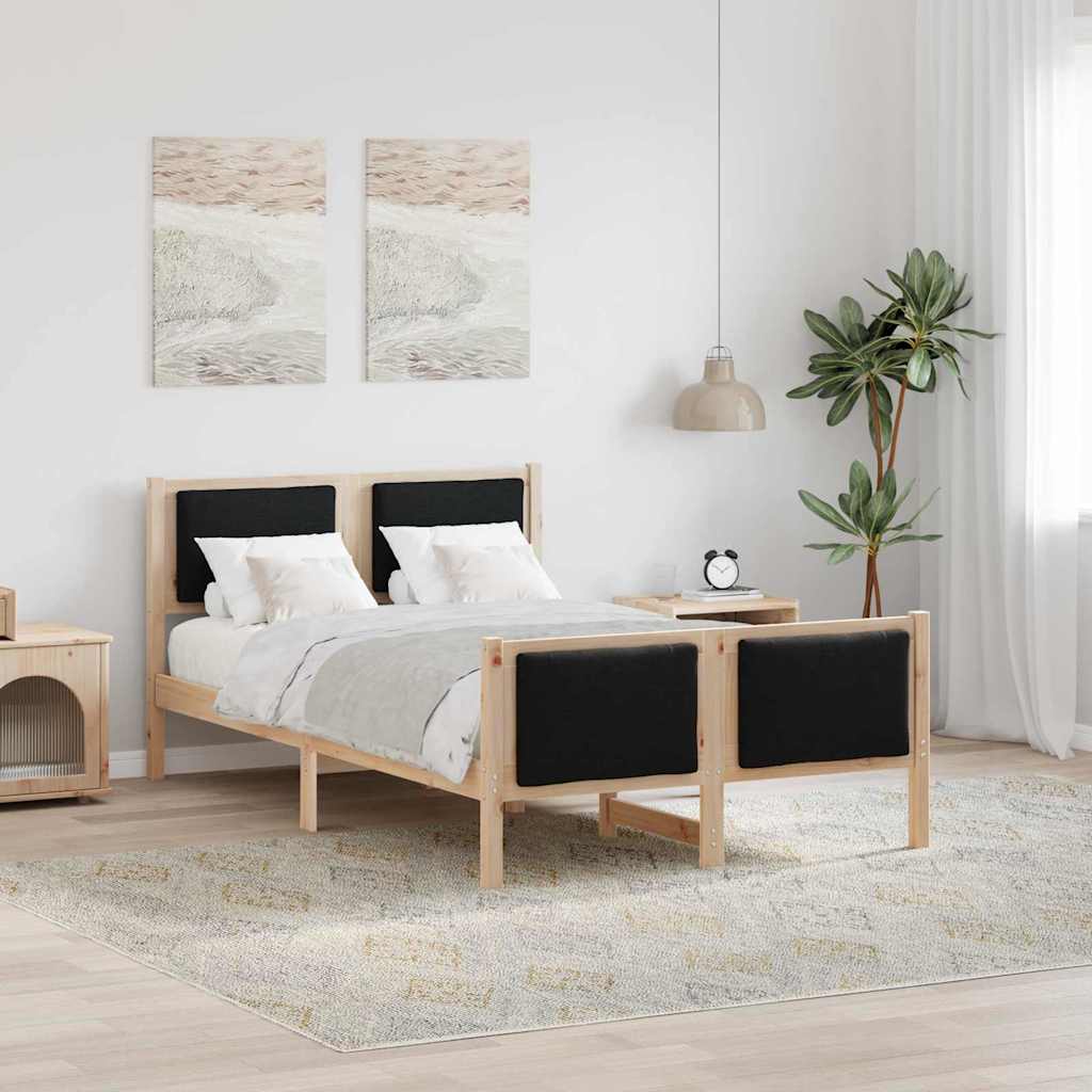 Bedframe met hoofdeinde Zwart 120 x 190 cm Stof is nu te koop bij PeponiXL, paradijselijk wonen!