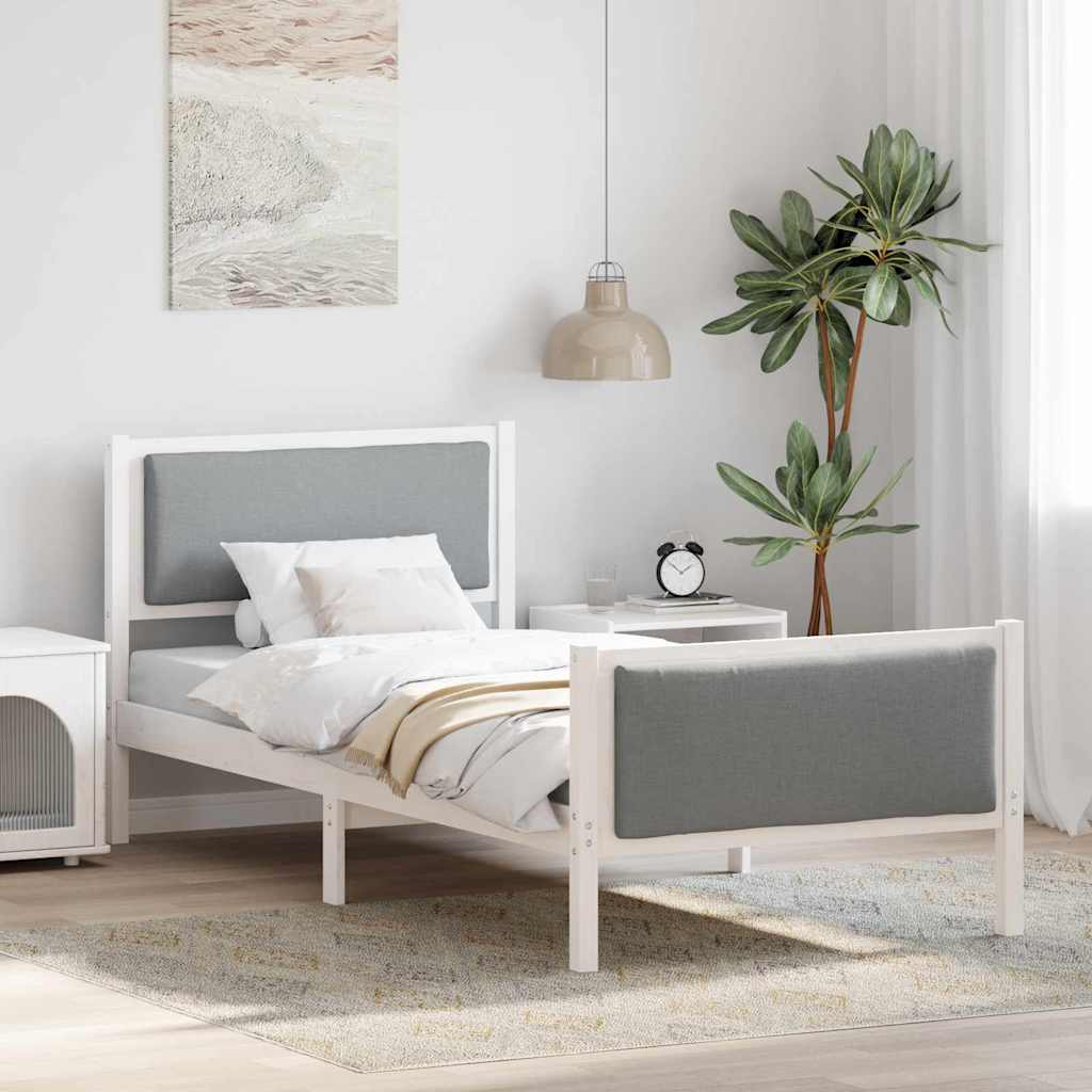 Bedframe met hoofdeinde Lichtgrijs 100 x 200 cm Stof is nu te koop bij PeponiXL, paradijselijk wonen!