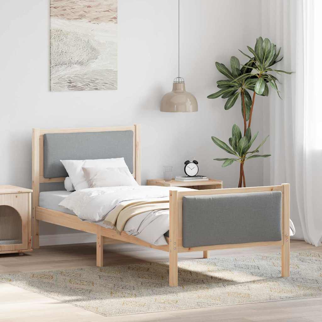 Bedframe met hoofdeinde Lichtgrijs 80 x 200 cm Stof is nu te koop bij PeponiXL, paradijselijk wonen!