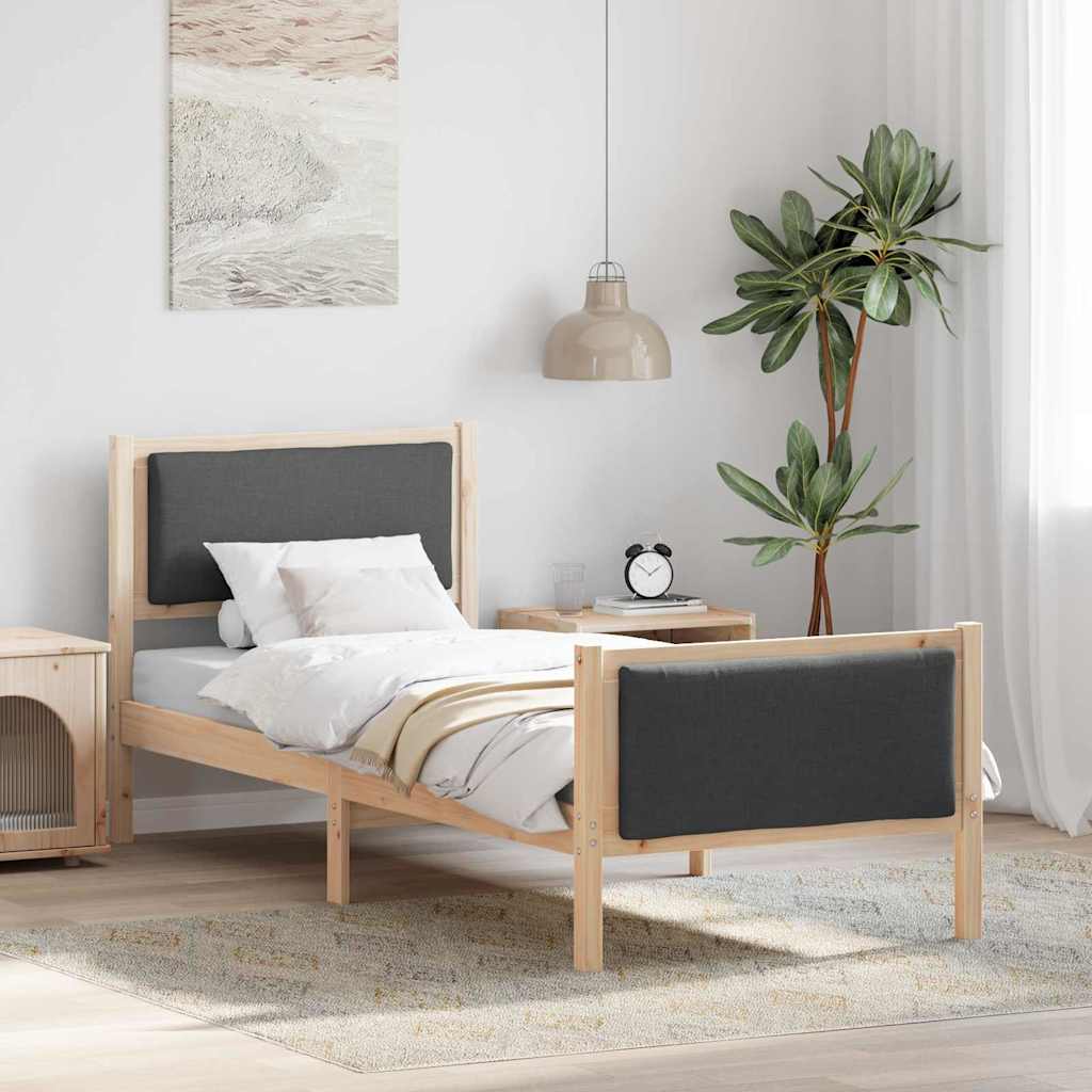 Bedframe met hoofdeinde Donkergrijs 80 x 200 cm Stof is nu te koop bij PeponiXL, paradijselijk wonen!