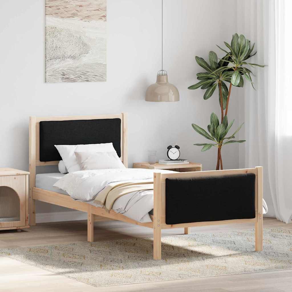 Bedframe met hoofdeinde Zwart 80 x 200 cm Stof is nu te koop bij PeponiXL, paradijselijk wonen!