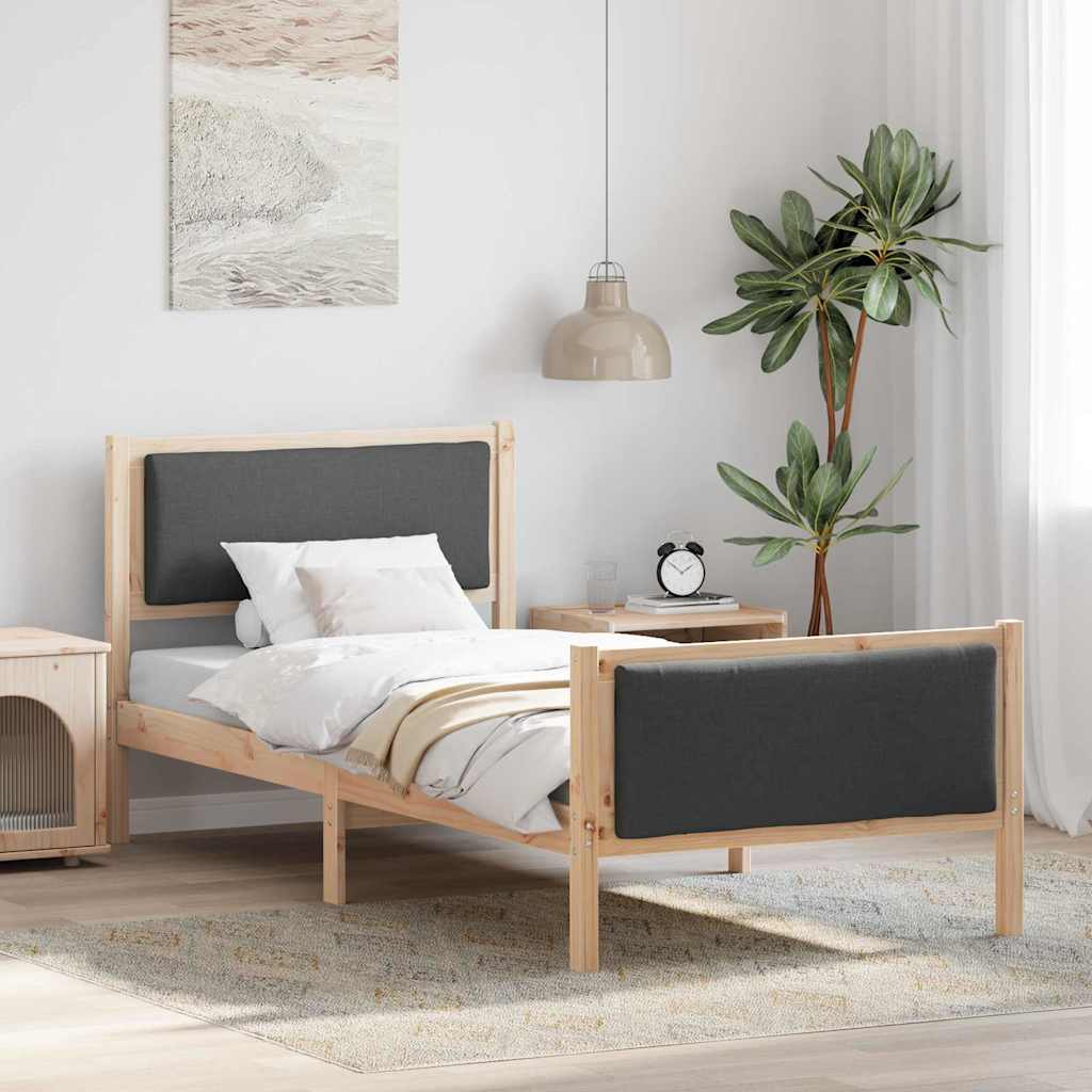 Bedframe met hoofdeinde Donkergrijs 90 x 190 cm Stof is nu te koop bij PeponiXL, paradijselijk wonen!