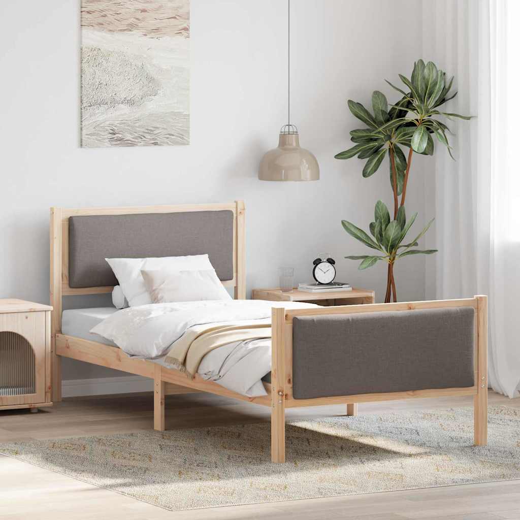 Bedframe met hoofdeinde Taupe 90 x 190 cm Stof is nu te koop bij PeponiXL, paradijselijk wonen!