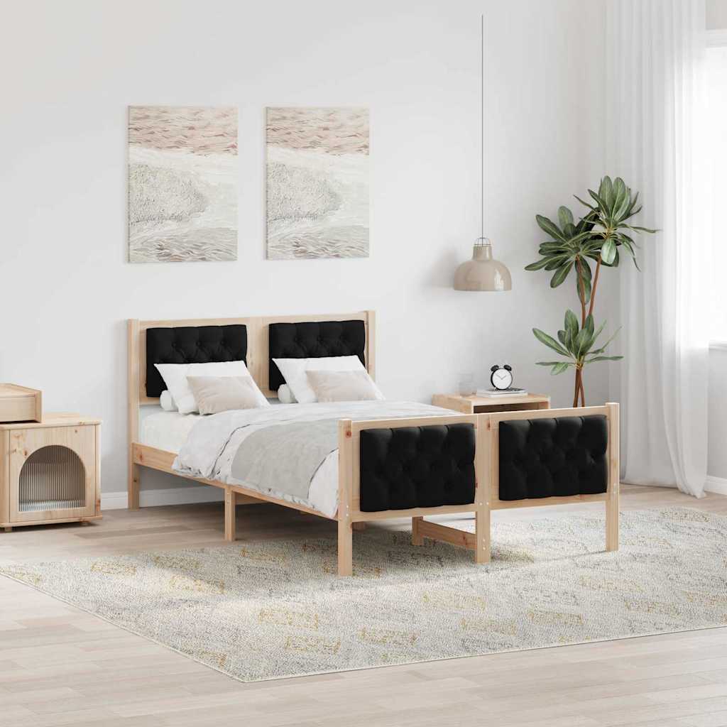 Bedframe met hoofdeinde Zwart 120 x 200 cm Massief grenenhout is nu te koop bij PeponiXL, paradijselijk wonen!