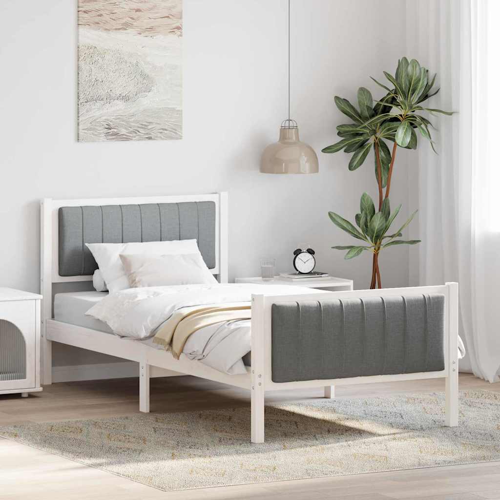 Bedframe Wit en lichtgrijs 90 x 190 cm Massief grenenhout is nu te koop bij PeponiXL, paradijselijk wonen!