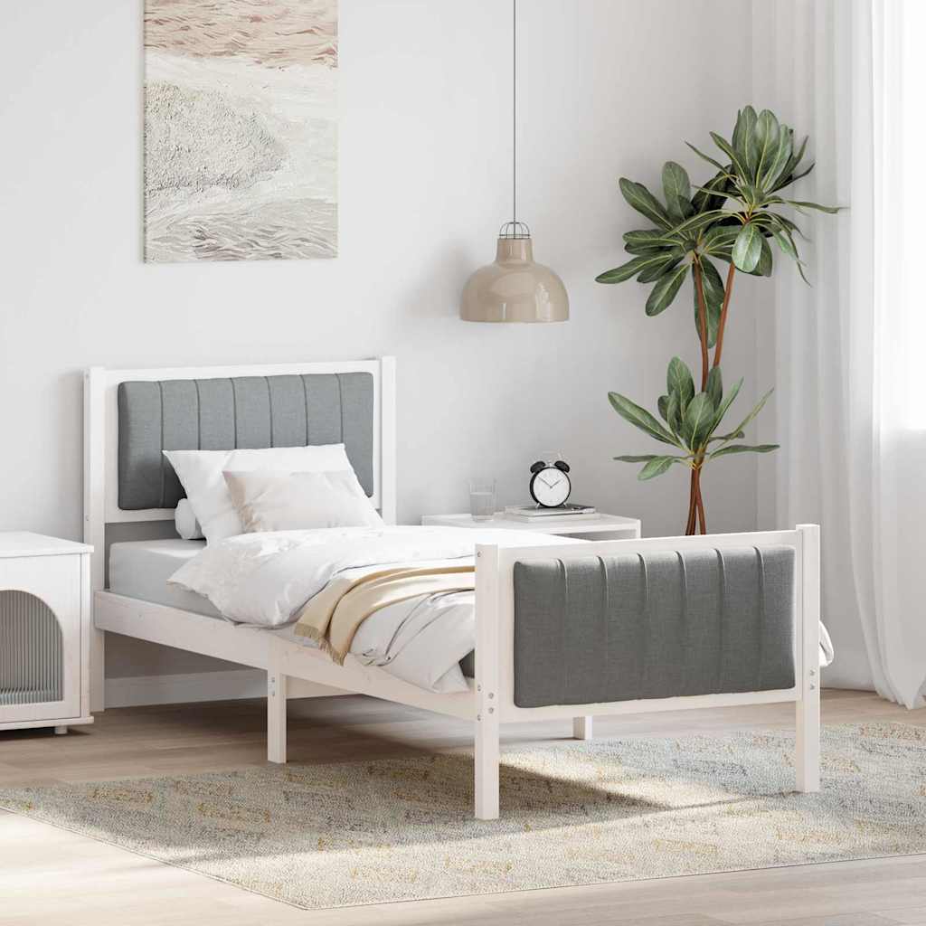 Bedframe Wit en lichtgrijs 75 x 190 cm Massief grenenhout is nu te koop bij PeponiXL, paradijselijk wonen!