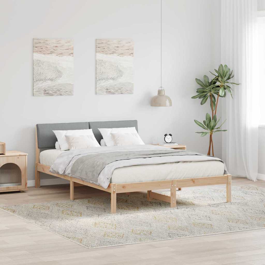Bedframe Bruin en lichtgrijs 160 x 200 cm Massief grenenhout is nu te koop bij PeponiXL, paradijselijk wonen!