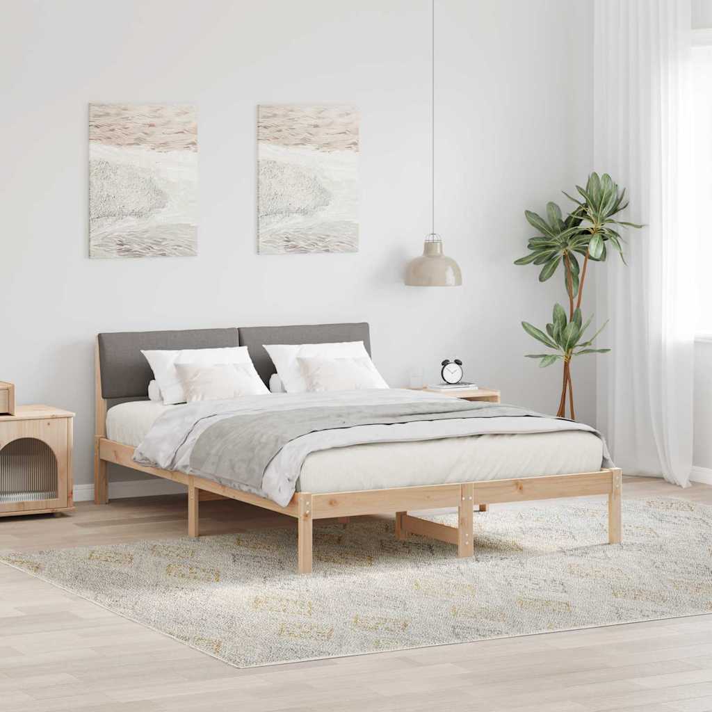 Bedframe Bruin en taupe 140 x 200 cm Massief grenenhout is nu te koop bij PeponiXL, paradijselijk wonen!