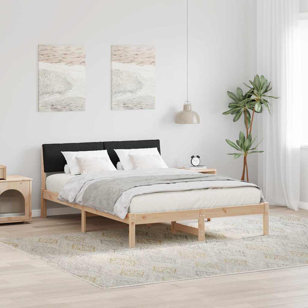 Bedframe Bruin en zwart 140 x 190 cm Massief grenenhout is nu te koop bij PeponiXL, paradijselijk wonen!