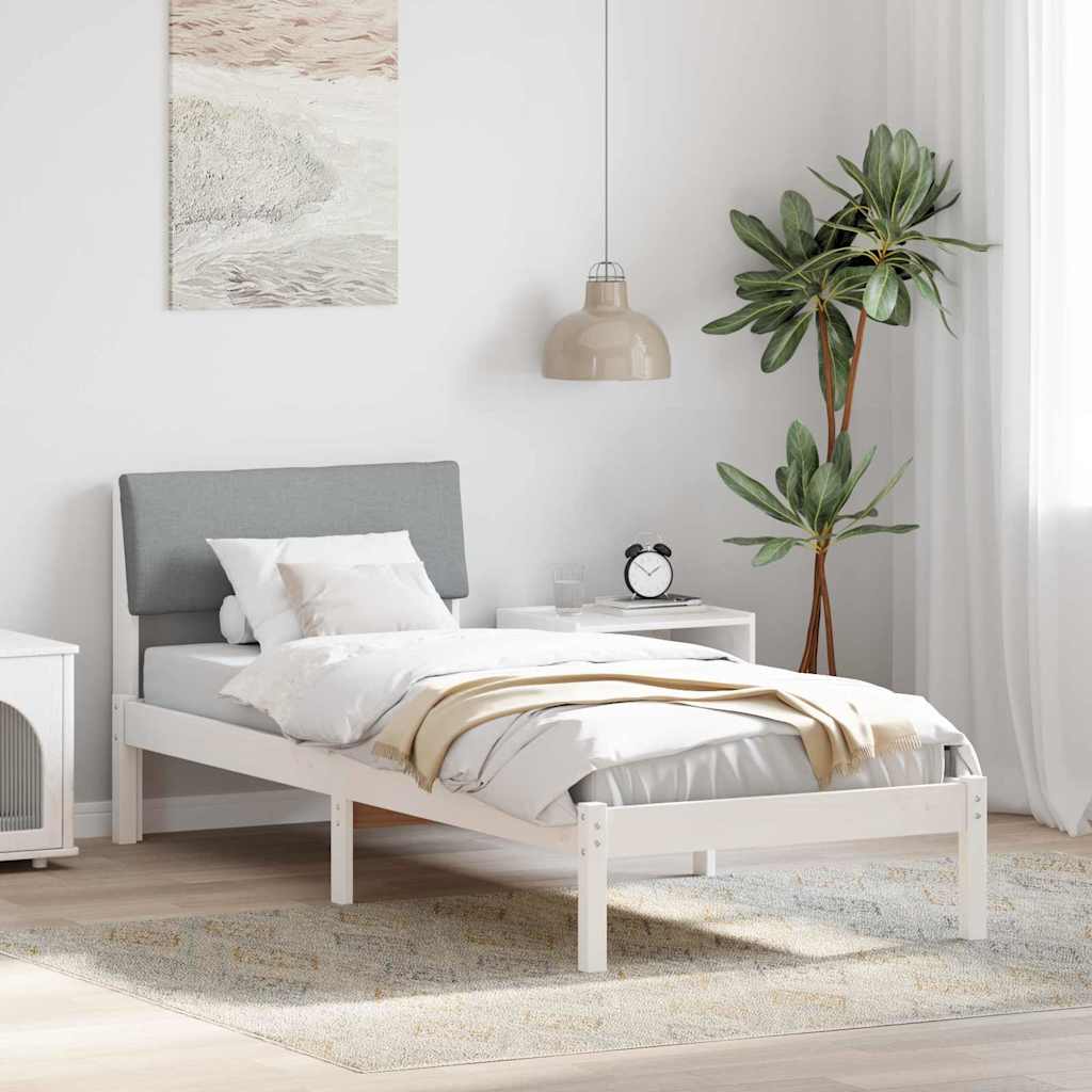 Bedframe Wit en lichtgrijs 75 x 190 cm Massief grenenhout is nu te koop bij PeponiXL, paradijselijk wonen!