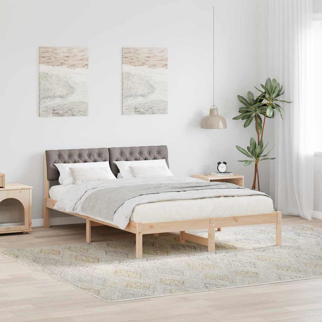 Bedframe Bruin en taupe 140 x 200 cm Massief grenenhout is nu te koop bij PeponiXL, paradijselijk wonen!