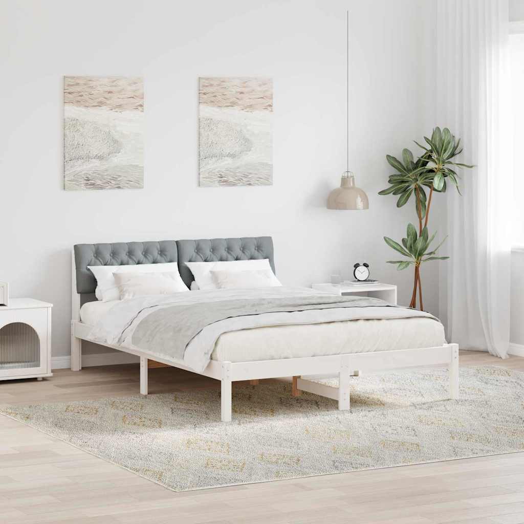 Bedframe Wit en lichtgrijs 140 x 200 cm Massief grenenhout is nu te koop bij PeponiXL, paradijselijk wonen!