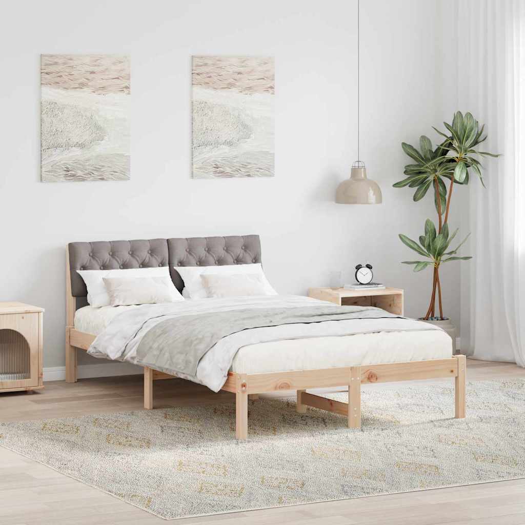 Bedframe Bruin en taupe 120 x 200 cm Massief grenenhout is nu te koop bij PeponiXL, paradijselijk wonen!