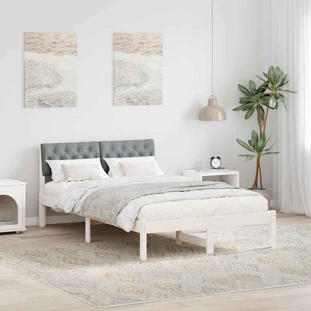 Bedframe Wit en lichtgrijs 120 x 200 cm Massief grenenhout is nu te koop bij PeponiXL, paradijselijk wonen!