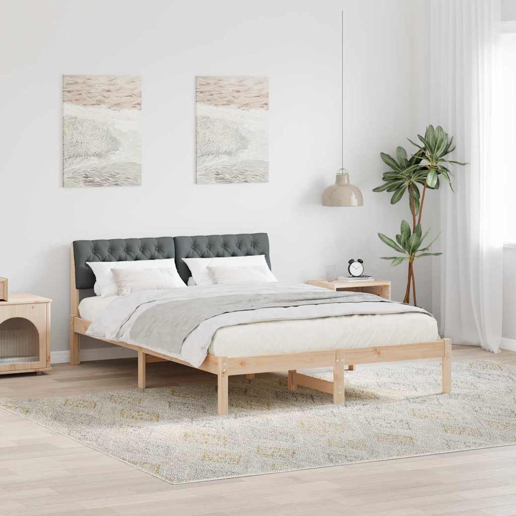 Bedframe Bruin en donkergrijs 140 x 190 cm Massief grenenhout is nu te koop bij PeponiXL, paradijselijk wonen!