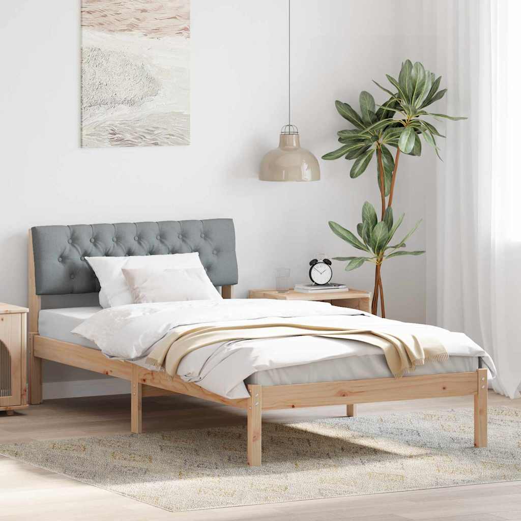 Bedframe Bruin en lichtgrijs 100 x 200 cm Massief grenenhout is nu te koop bij PeponiXL, paradijselijk wonen!
