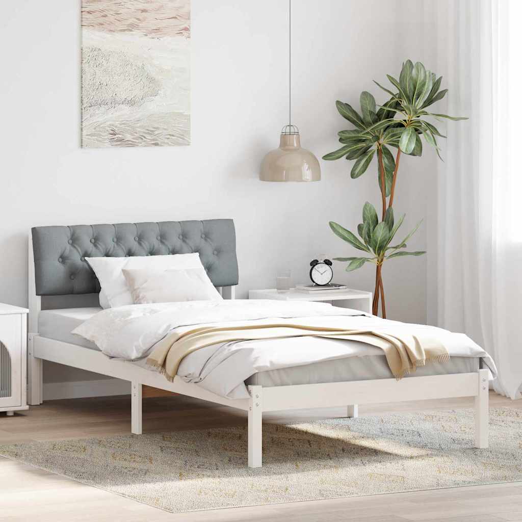 Bedframe Wit en lichtgrijs 100 x 200 cm Massief grenenhout is nu te koop bij PeponiXL, paradijselijk wonen!