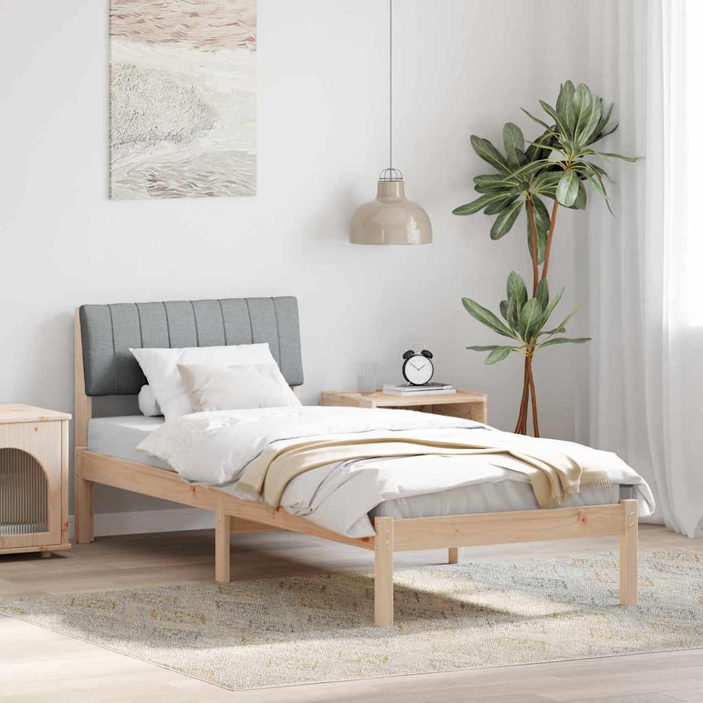 Bedframe Bruin en lichtgrijs 75 x 190 cm Massief grenenhout is nu te koop bij PeponiXL, paradijselijk wonen!