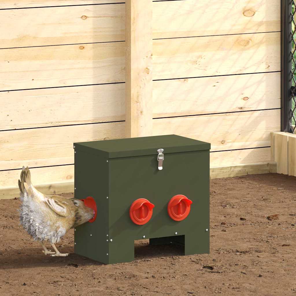 Kip voerbak Olijf Groen 40,5 x 25 x 38 cm Koudgewalst Staal is nu te koop bij PeponiXL, paradijselijk wonen!