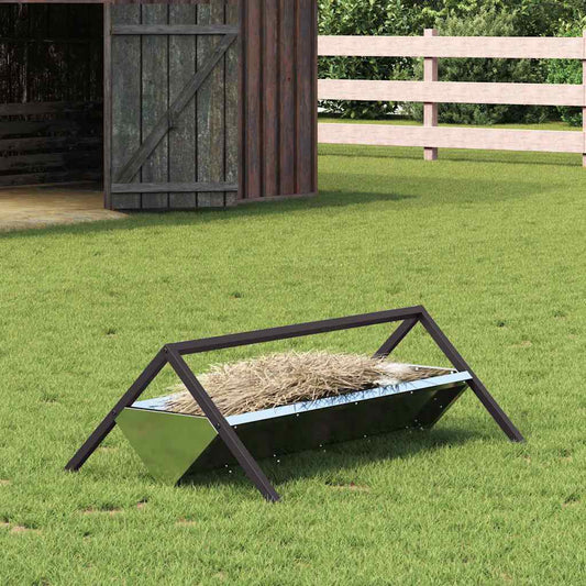 Voederbak voor vee Zilver 111 x 76 x 38 cm Gegalvaniseerd staal is nu te koop bij PeponiXL, paradijselijk wonen!