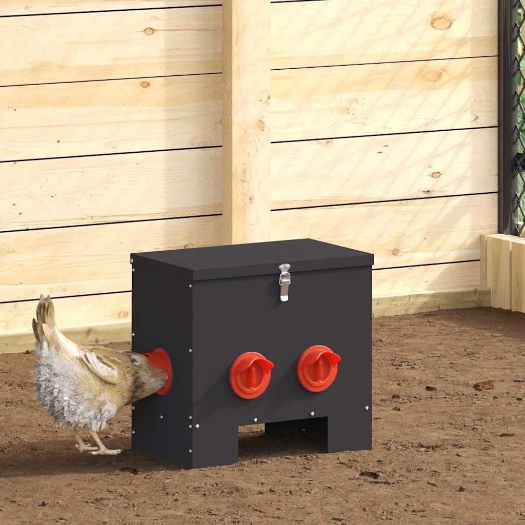 Kip voerbak 2 pcs Zwart 40,5 x 25 x 38 cm Koudgewalst Staal is nu te koop bij PeponiXL, paradijselijk wonen!