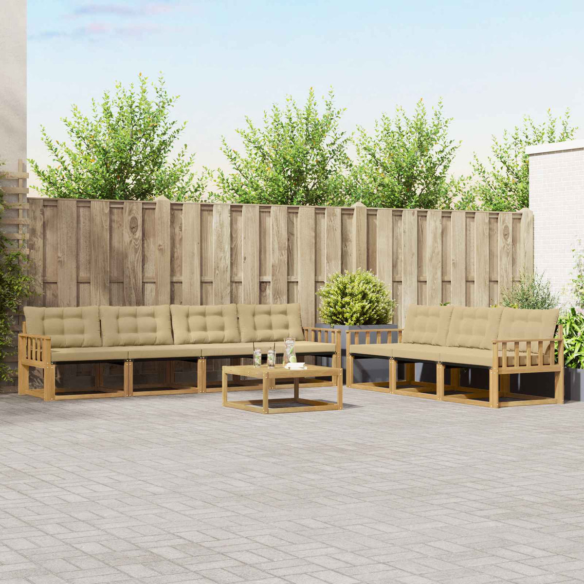 Buiten bankenset 8 pcs Wit en Beige is nu te koop bij PeponiXL, paradijselijk wonen!