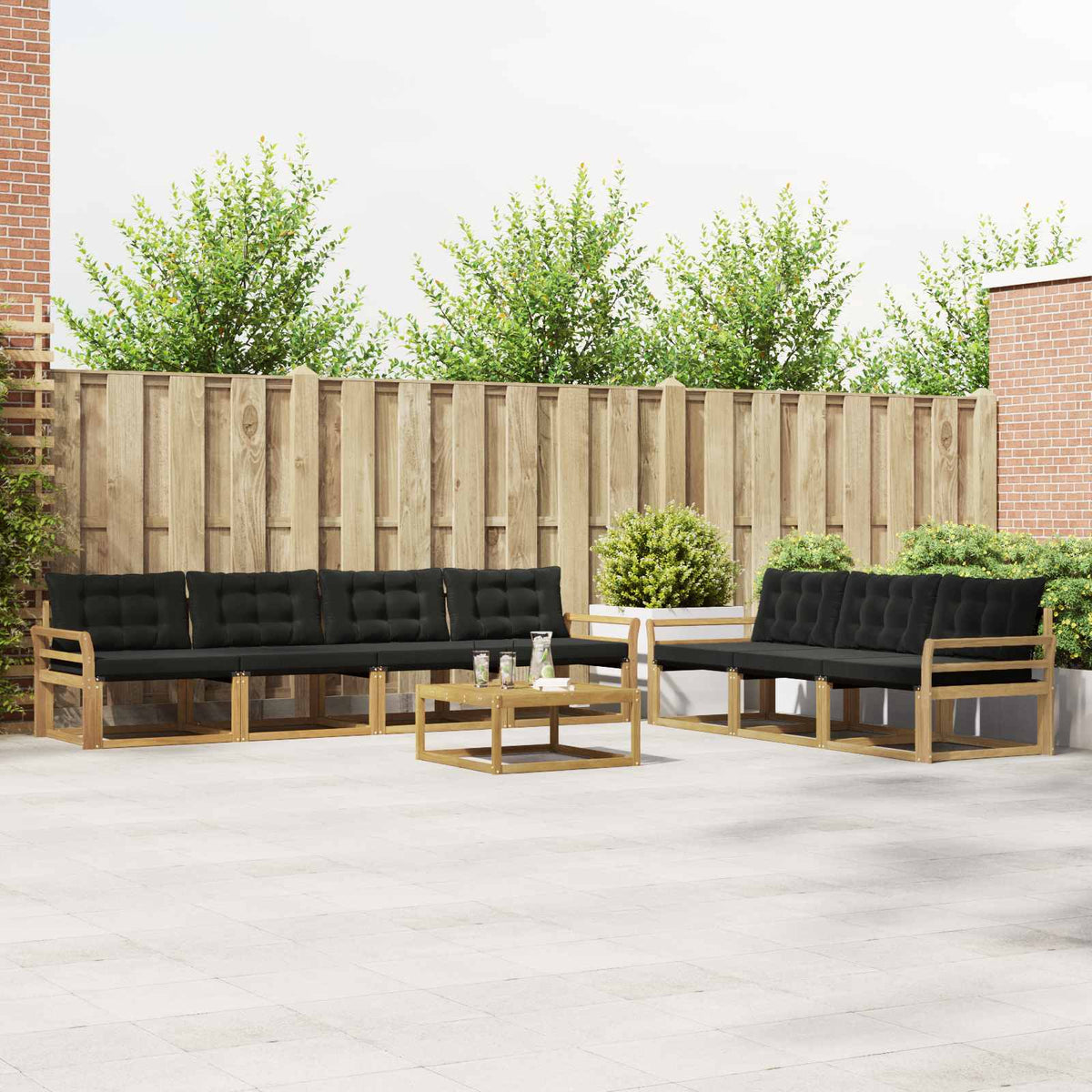 Buiten bankenset 8 pcs Wit en zwart is nu te koop bij PeponiXL, paradijselijk wonen!